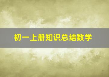 初一上册知识总结数学