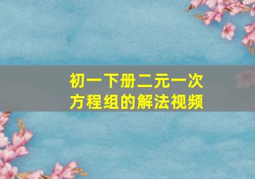 初一下册二元一次方程组的解法视频