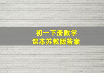 初一下册数学课本苏教版答案