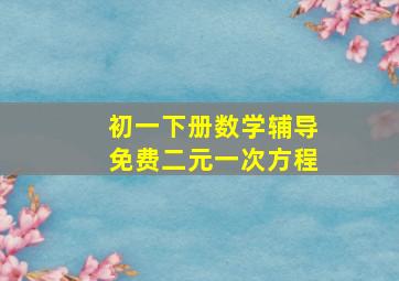 初一下册数学辅导免费二元一次方程