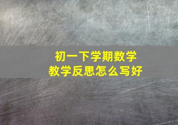 初一下学期数学教学反思怎么写好