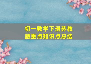 初一数学下册苏教版重点知识点总结