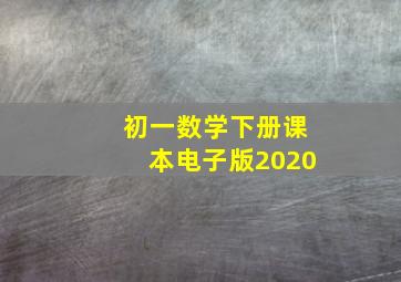 初一数学下册课本电子版2020