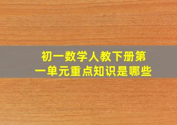 初一数学人教下册第一单元重点知识是哪些