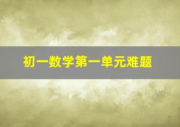 初一数学第一单元难题