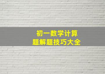 初一数学计算题解题技巧大全