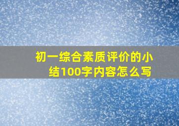 初一综合素质评价的小结100字内容怎么写