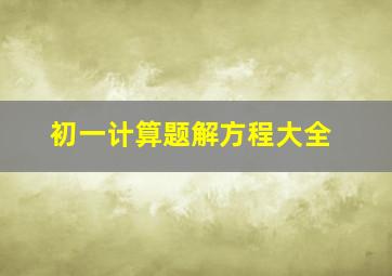 初一计算题解方程大全