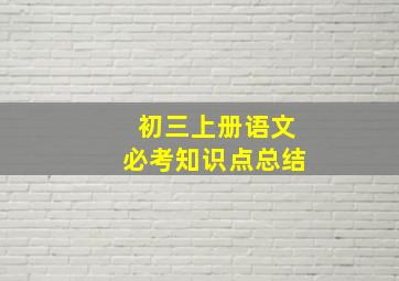 初三上册语文必考知识点总结