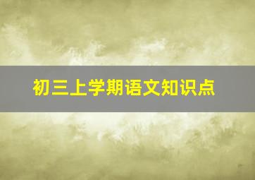 初三上学期语文知识点