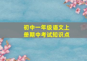 初中一年级语文上册期中考试知识点