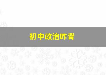 初中政治咋背