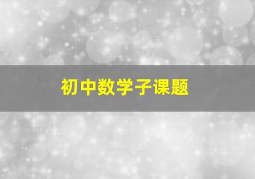 初中数学子课题