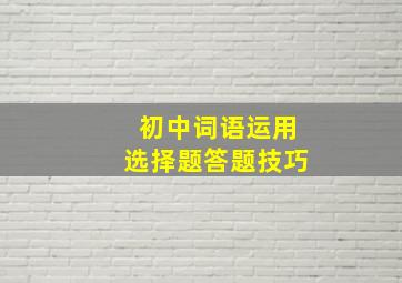 初中词语运用选择题答题技巧