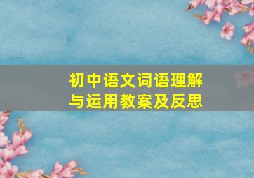 初中语文词语理解与运用教案及反思