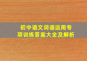 初中语文词语运用专项训练答案大全及解析