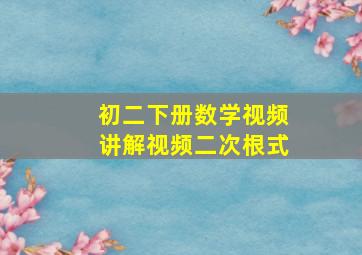 初二下册数学视频讲解视频二次根式