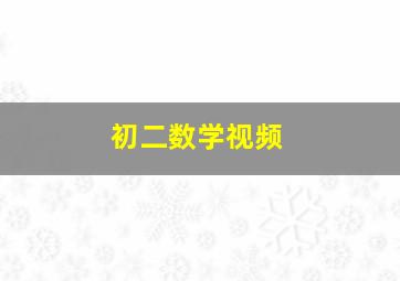 初二数学视频