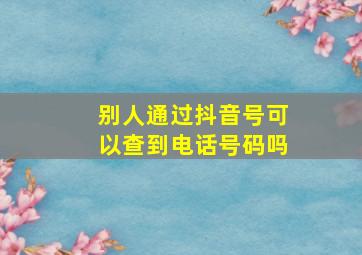 别人通过抖音号可以查到电话号码吗