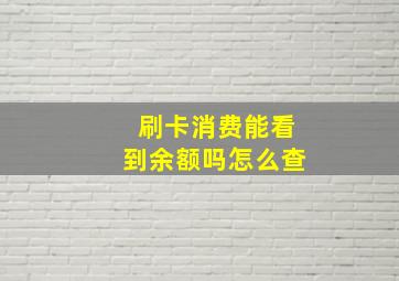 刷卡消费能看到余额吗怎么查