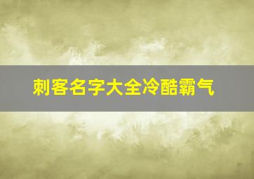 刺客名字大全冷酷霸气