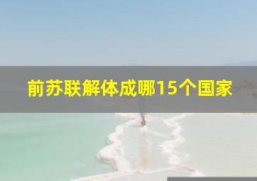 前苏联解体成哪15个国家