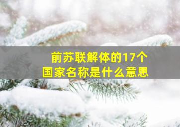 前苏联解体的17个国家名称是什么意思