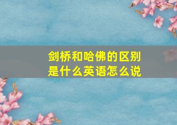 剑桥和哈佛的区别是什么英语怎么说