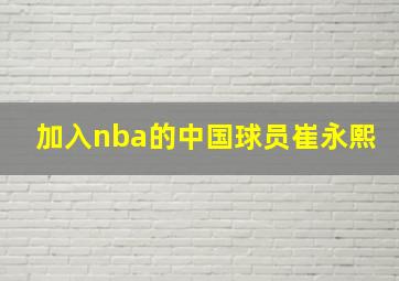 加入nba的中国球员崔永熙