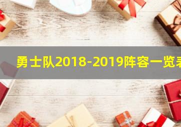 勇士队2018-2019阵容一览表