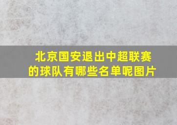 北京国安退出中超联赛的球队有哪些名单呢图片