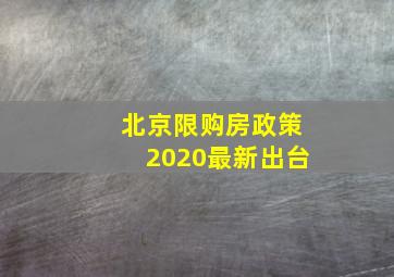 北京限购房政策2020最新出台