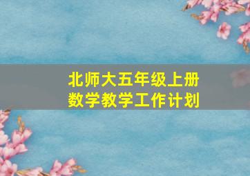 北师大五年级上册数学教学工作计划