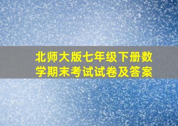 北师大版七年级下册数学期末考试试卷及答案