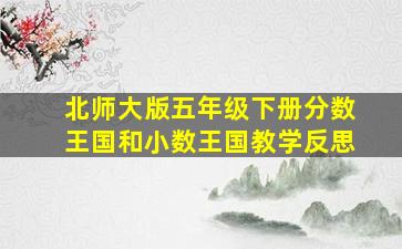 北师大版五年级下册分数王国和小数王国教学反思