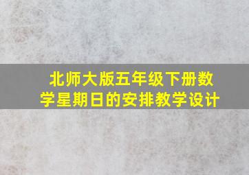 北师大版五年级下册数学星期日的安排教学设计