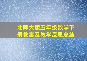 北师大版五年级数学下册教案及教学反思总结