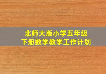 北师大版小学五年级下册数学教学工作计划