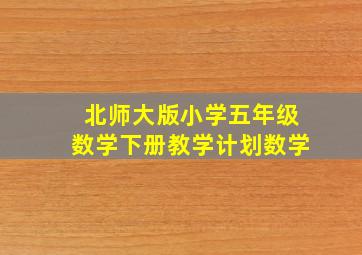 北师大版小学五年级数学下册教学计划数学