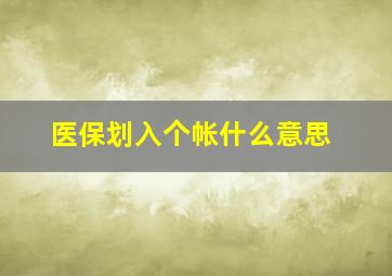 医保划入个帐什么意思