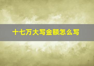 十七万大写金额怎么写