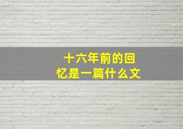 十六年前的回忆是一篇什么文