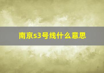 南京s3号线什么意思