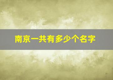 南京一共有多少个名字