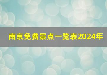 南京免费景点一览表2024年