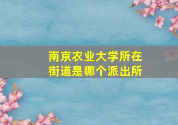 南京农业大学所在街道是哪个派出所