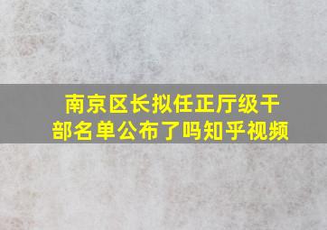 南京区长拟任正厅级干部名单公布了吗知乎视频