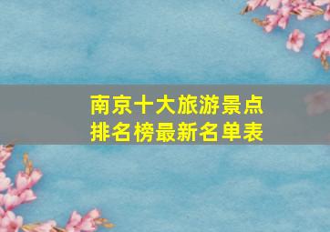 南京十大旅游景点排名榜最新名单表