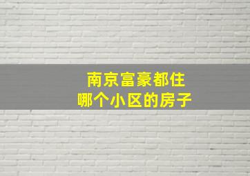 南京富豪都住哪个小区的房子