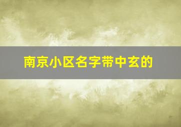 南京小区名字带中玄的